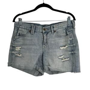 Madewell Destroyed Distressed Denim Blue Shorts